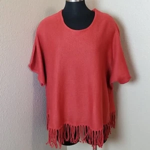 Nuevo Poncho Kate Mallory Flecos Naranja Tejido Talla 2X - Imagen 1 de 6