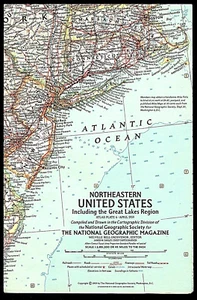 1959-4 National Geographic Map NORTHEASTERN USA GREAT LAKES PA NJ NY April (BA) - Picture 1 of 3