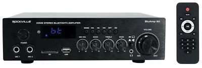 Rockville BLUAMP 90 Home Stereo Bluetooth Receiver Amp w/Mic+Phono+HDMI Input - Image 1 of 4
