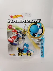 Hot Wheels Mario Kart Azzurro Yoshi Standard Kart VHTF - Foto 1 di 7