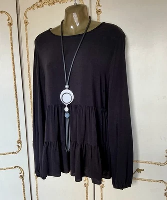 PRIMARK ..UK 16  Black Loose Tiered Tunic Top. New Without Tags.. - Image 1 of 4