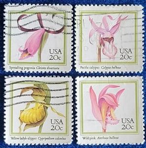 US Stamps 1984 Orchids 20 Cent Used Set of 4 Off Paper 2076-2079 Flowers - Picture 1 of 1