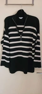 Damen Pullover Object L Schwarz Weiß Gestreift - Bild 1 von 3