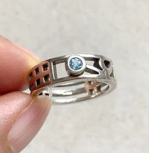 CHUNKY Vintage Silver Ring Blue Topaz Gemstone Sterling 925 Celtic Design? - Picture 1 of 7
