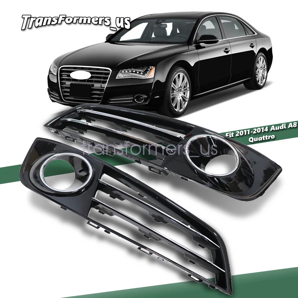 Parachoques delantero cromado para Audi A8 Quattro 2011-2014 cubierta de rejilla de luz antiniebla bisel Foto 1 de 4