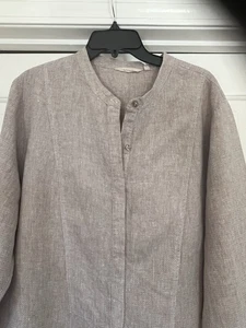 Weiche Umrandung 100% Leinen beige Bluse Gr. 2XL Übergröße - Bild 1 von 3