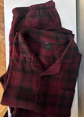  Skims Plaid Unisex Fleece Flannel Pajamas Set in Wine Red XL - Image 1 of 4