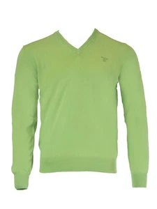 Gant Herren Pomona grün antik Baumwolle V-Ausschnitt Pullover 88172 Größe M $ 135 Neu mit Etikett - Bild 1 von 2