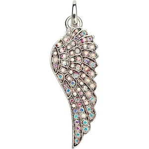 Kirks Folly Fly Home Angel Wing Open Ring Charm ST & Aurora Borealis Crystals - Picture 1 of 3