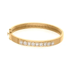 0.80 Ct Lab Grown CVD Diamond Brilliant Cut 18k Yellow Gold Bangle for Women - Picture 1 of 7