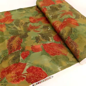 Richloom Serigrafia Tessuto Foglia Design Metallizzato Venatura Oro 11 yd pz. Vintage 1995 - Foto 1 di 10