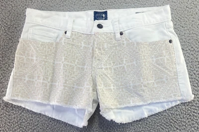 Pantalones Cortos Irving & Fine for Lucky Brand Blanco Beige Bordado tiro bajo Riley 2 Foto 1 de 4