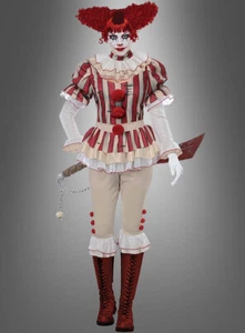 Böser Clown Damenkostüm Halloween Verkleidung gruseliges Karneval Outfit - Bild 1 von 8