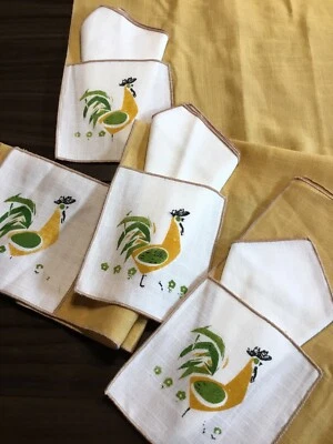 4 Pc Set Rooster/Chickens Placemats Pocket Napkins MCM Read - Image 1 of 4