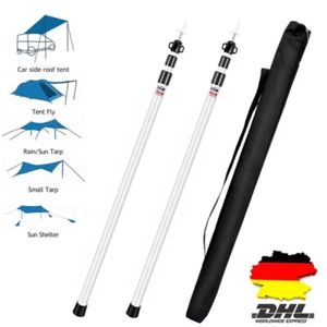 2er.Set Zeltstangen Teleskopstange Alu Aufstellstange für Sonnensegel Tarp Zelt - Bild 1 von 20