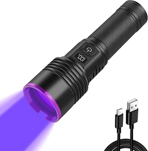 UV Torch 365nm Black Light, Rechargeable Blacklight Torches with LCD Display - Picture 1 of 7