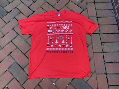 Washington Capitals NHL Hockey T-SHIRT 2021 "Ugly Christmas Sweater" SIZE XL NEW Cover