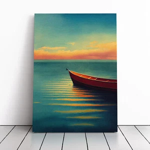Boat By The Sunrise Canvas Wall Art Print Framed Picture Home Decor Living Room - Picture 1 of 4