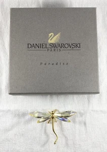 Daniel Swarovski Signed Sterling Silver Vermeil Crystal Dragonfly Brooch - Picture 1 of 6