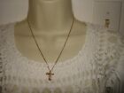 Vintage Nice 18" L Sterling Silver Over Gold Box Chain Necklace Cross Pendant