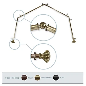 Earl 13/16" 4-Sided Bay Window Curtain Rod 28-48 inch (each side) - 3 colors - Picture 1 of 7
