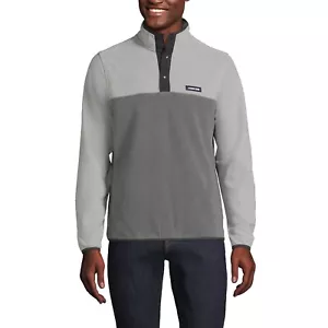 New Lands' End Men's Heritage Fleece Pullover Tall Charcoal Gray Colorblock NWT - Picture 1 of 7