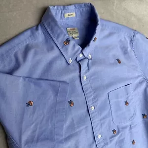 Camicia blu J Crew uomo XL Patriotic USA segno di pace ricamata manica corta - Foto 1 di 15