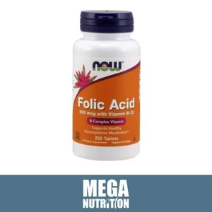 Now Foods Folsäure Mit Vitamin B-12 800mcg 250 Tabletten Herzgesundheit Stütze - Bild 1 von 1