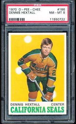 1970 O-PEE-CHEE OPC #186 DENNIS HEXTALL -  PSA 8 NM-MT - Image 1 of 3