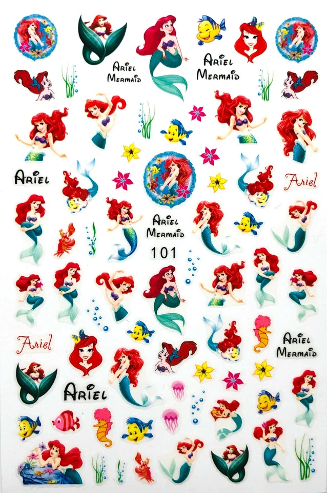 MARKENLOS Nagelsticker Nail Art selbstklebend Arielle die Meerjungfrau Fisch Nixe 101-0918