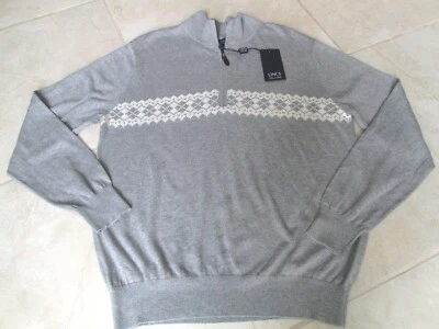 New Lincs David Chu LS 1/2 Zip Golf Sweater Men's XL Grey and White $138 - Image 1 of 4