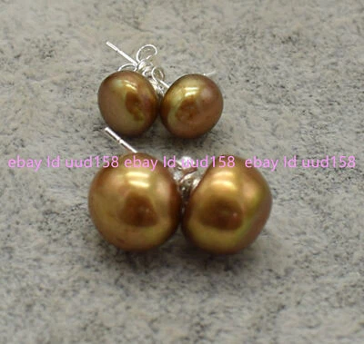 Aretes naturales de plata 925 con cuentas de perlas de agua dulce multicolor de 7-12 mm Foto 1 de 4