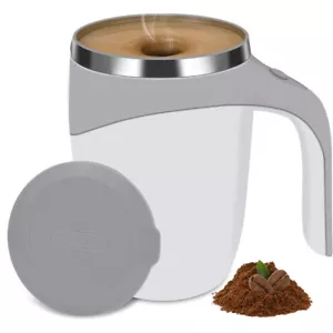 Electric Mixing Mug, Stainless Steel Self Stirring Cup with Lid for Coffee Milk - Picture 1 of 9