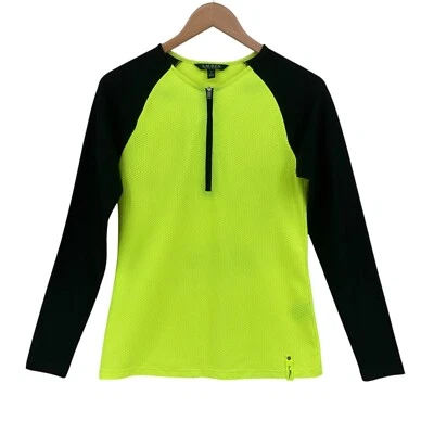 Lauren Ralph Lauren Camiseta Atlética para Mujeres Mediana Amarillo Neón Manga Larga 1/4 Cremallera Foto 1 de 4