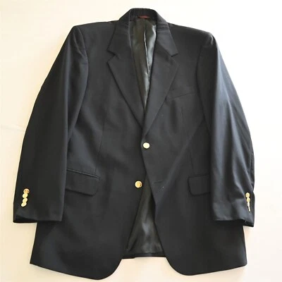 Savile Row 42L Navy Blue Gold Button 100% Wool Blazer Suit Jacket Sport Coat - Image 1 of 4