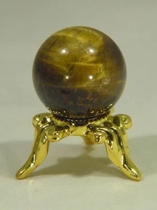 MA SFERA africana occhio di tigre dorato lapidario diametro 20 mm con supporto 2516E - Foto 1 di 2