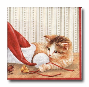 4 servilletas con motivo servilletas servilletas tovaglioli manualidades Navidad gato (026) - Imagen 1 de 1