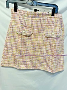 Mini Falda, Rosa/Amarillo/Púrpura Tweed y Lentejuelas, Junior XL* Fiesta Nueva con Etiquetas - Imagen 1 de 10