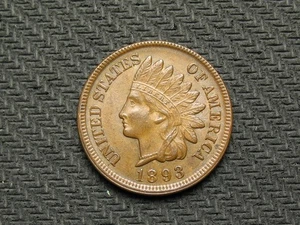 🔥OLD COIN SALE AU 1893 INDIAN HEAD CENT PENNY FULL LIBERTY UNC. 🔥LOT 324us - Picture 1 of 2