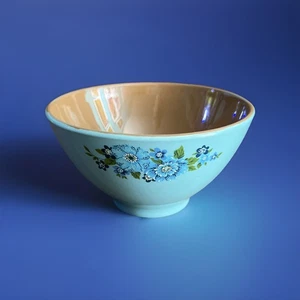 MCM Taylor Smith Taylor AZURA blau braun Blumenmuster ~ 5" Obstschale Vintage - Bild 1 von 5