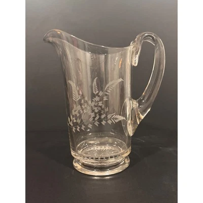 Jarro de vidro gravado vintage design folha de samambaia utensílios de bar transparentes para servir - Imagem 1 de 4