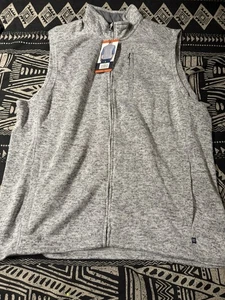 Chaps Light Grey Hth Full Zip Embroidered Sweater Fleece Vest Men's XXL NWT - Picture 1 of 6