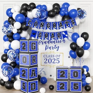 Graduation 2025 Decorations Boxes & Balloons Party Decor Blue for Grads - Picture 1 of 8