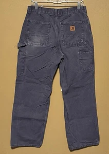 Vintage Carhartt B11 PTB Canvas Carpenter Work Pants Gray - Mens Size 32x30 - Picture 1 of 3