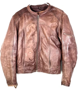 Chaqueta vintage de cuero marrón First Classics para hombre XL equipo de cuero clásico - Imagen 1 de 14