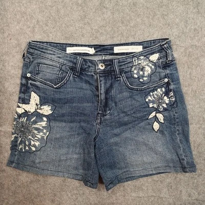 Шорты Pilcro женские 27 узкие бойфренд джинсовая ткань антропология вышитые с цветочным рисунком 5 дюймов - Изображение 1 из 4