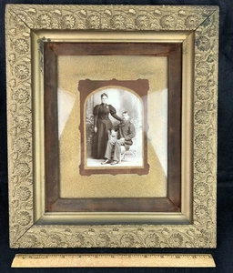 Antique Victorian Gesso Floral Gold Matte Photo Hold 8x10 - Picture 1 of 6