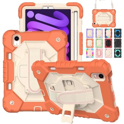 For iPad 10.2 9th Air 4 Pro 11 mini 6 Pro 9.7 Shockproof Rugged Stand Case Strap - Image 1 of 4