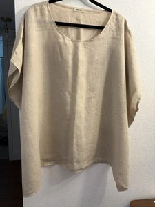 Spiga π― Top in lino marrone Lagenlook M/L Made in Greece - Foto 1 di 7