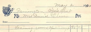 1910 ILION NY REMINGTON CYCLE CLUB BICYCLE ROOM CLEANING BILLHEAD INVOICE Z4652 - Picture 1 of 3